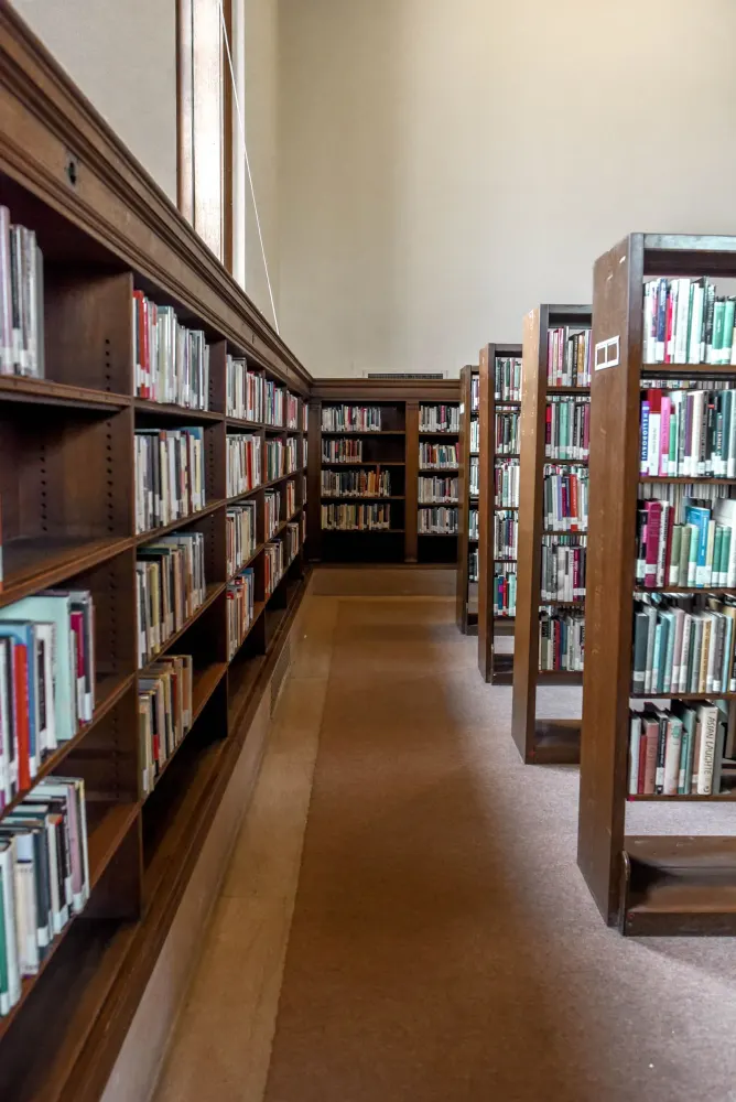 Library shelves and research collections