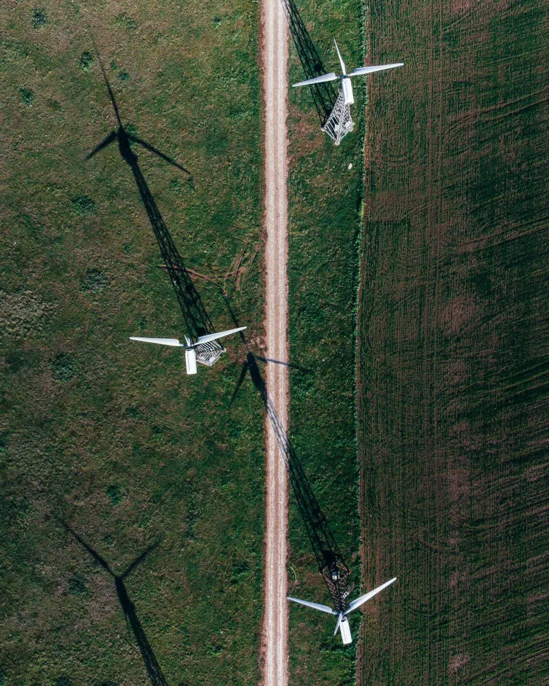 Wind turbines in agricultural fields